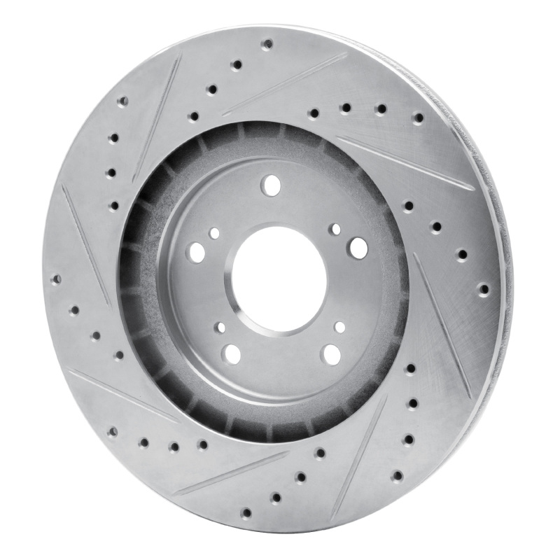 Acura NSX Brake Rotor (1) - Rear Right - R1 Concepts - Drilled & Slotted - Silver - `97-`05
